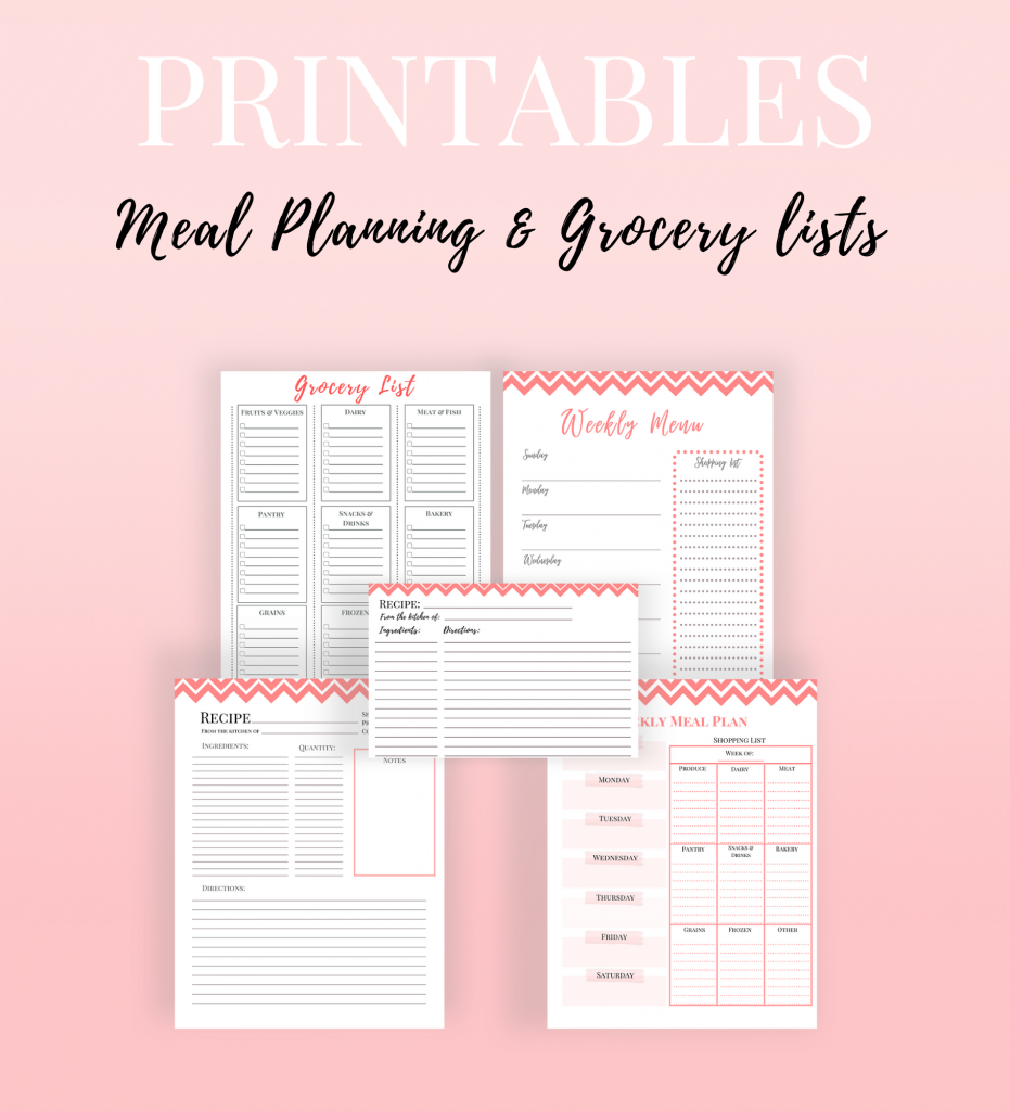 Meal Planning &amp; Grocery List Printables